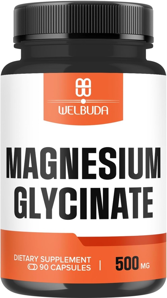 Magnija glicināts Papildinājums ar 20% Attīrīts - 500mg smadzeņu veselībai, kaulu veselībai, enerģijas ražošanai, ērtam garastāvoklim un muskuļiem - 90 kapsulas - Nodrošina 100mg Elementālu magniju