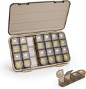 Pillu organizētājs 4 reizes Diena, 7 Day Pill Box 4 Reizes - Acedada Weekly Medicine Box organizētājs ar atsevišķu gadījumu, Portable Daily Pill Konteinera dispersis Vitamīnu zivju eļļas piedevas, Brown