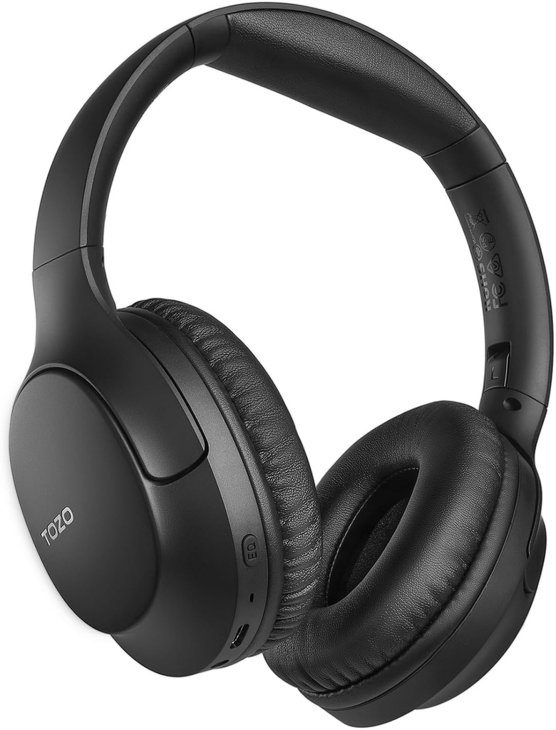 TOZO HA1 Bluetooth 5.4 Over Ausu austiņas, 70H Playtime with Mic, Foldable Wireless Headset, Deep Bass Stereo Sound Pielāgojams 32 EQ Music Mode Via Pogton & App Travel and Home, Upgraded
