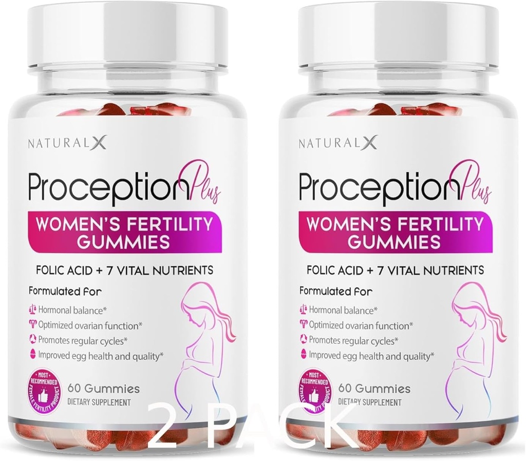 Auglība Gumijas sievietēm - Myo-Inozitols, Folijskābe, Biotīns, B Vitamīni - Inozitols Papildinājums sieviešu auglības atbalstam, Hormonu līdzsvars, ovulācija, Pirmsdzemdību koncepcija (60 Gumijas, 2 Pack)