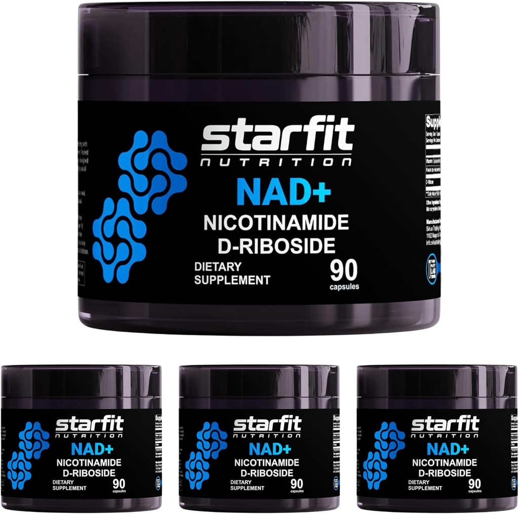 STARFIT - nikotīnamīds D-Ribosīds, nikotīnamīds Ribosīds NAD+ atbalstam Līmeņi, Fokusa un enerģijas papildinājums, Metabolisma atbalsts Nikotinamīds Riboside NAD papildinājums, 360 kapsulas
