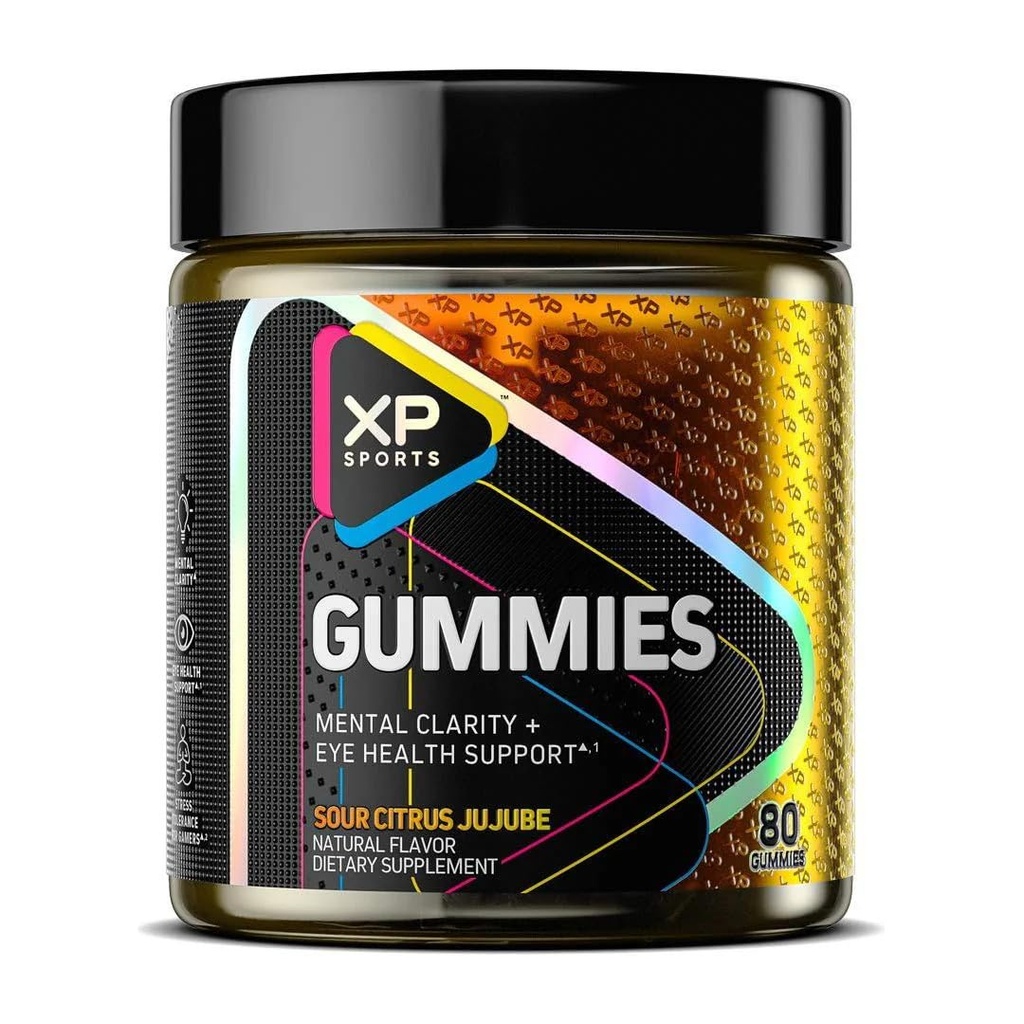 Performance Sports Gummies – Garīgā skaidrība un acu veselības atbalsts, Skābās Citrus Jujube Flavor, Kognitīvā Focus & Vision Care pielikums, 80 Gumies