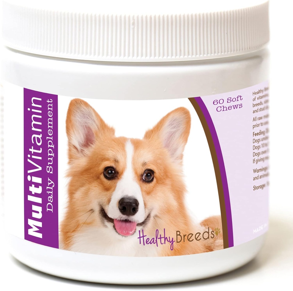 Veselīgas šķirnes Pembroke Velsiešu Corgi Multi-Vitamin Soft Chews 60 Count
