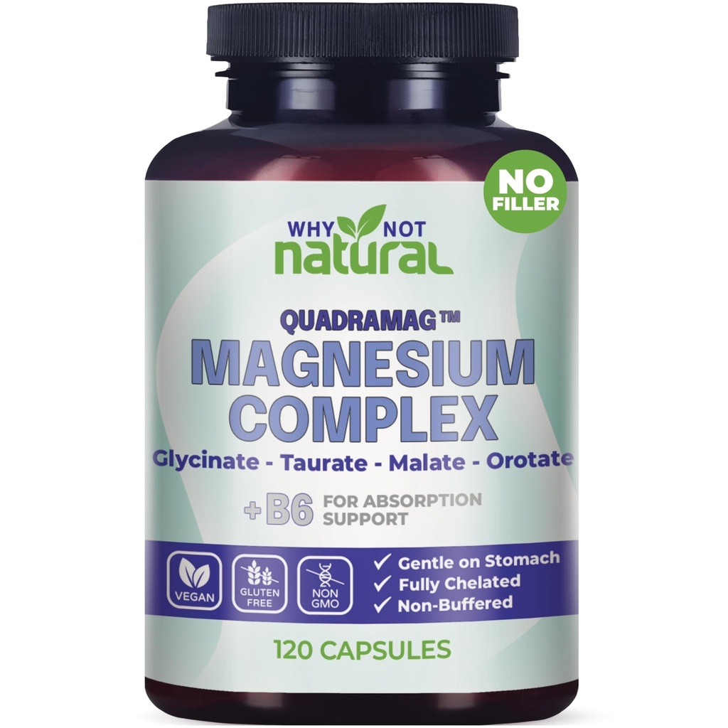 4-in-1 magnija kompleksa papildinājums - glicināts, Taurāts, malāts, orotāts Blend - 300 mg vienā Servējumā, 120 kapsulas