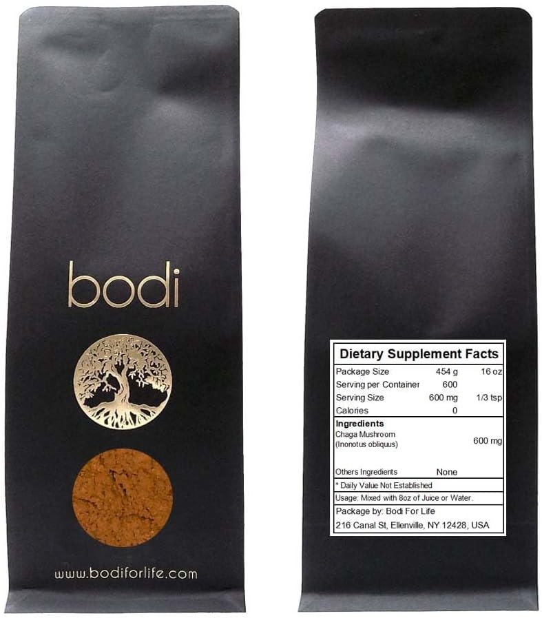 bodi : Chaga Sēņu smalks pulveris - 2oz līdz 5lb --100 % Pure Natural Hand Crafted (4 Ounce)