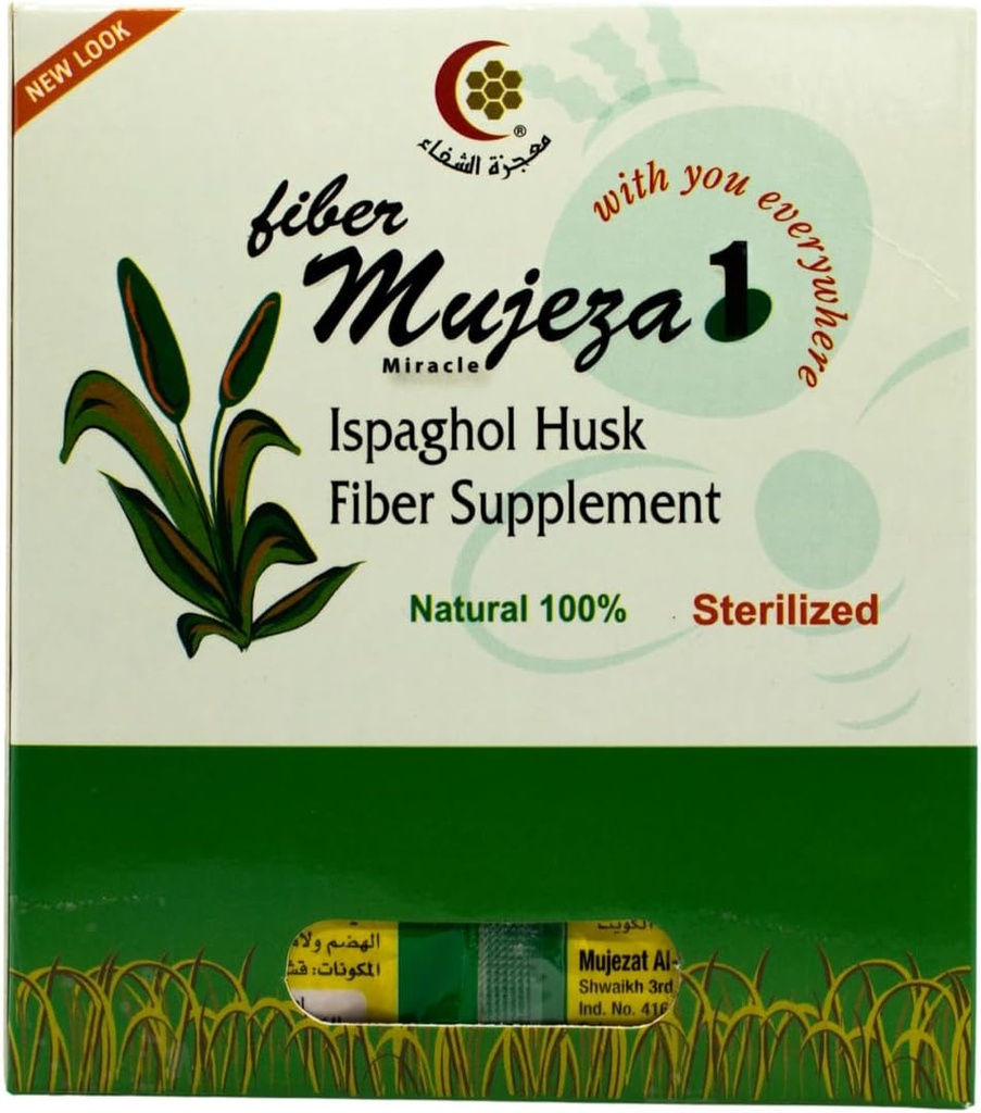 Mujeza Psyllium/Ispaghol Husk Papildinājums (100g) - 100% Natural Organic Husk Fiber, Veselīgs eliminācija, Keto Friendly, Vegan, Gluten-free, Soluble & Nešķīstošs Fiber Avots - Mujezat Al-Shifa