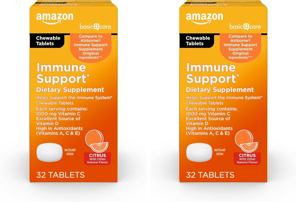 Pamata aprūpe Imūnsupport Citrus Chew tabletes, 32 skaitīšanas (2 iepakojums)