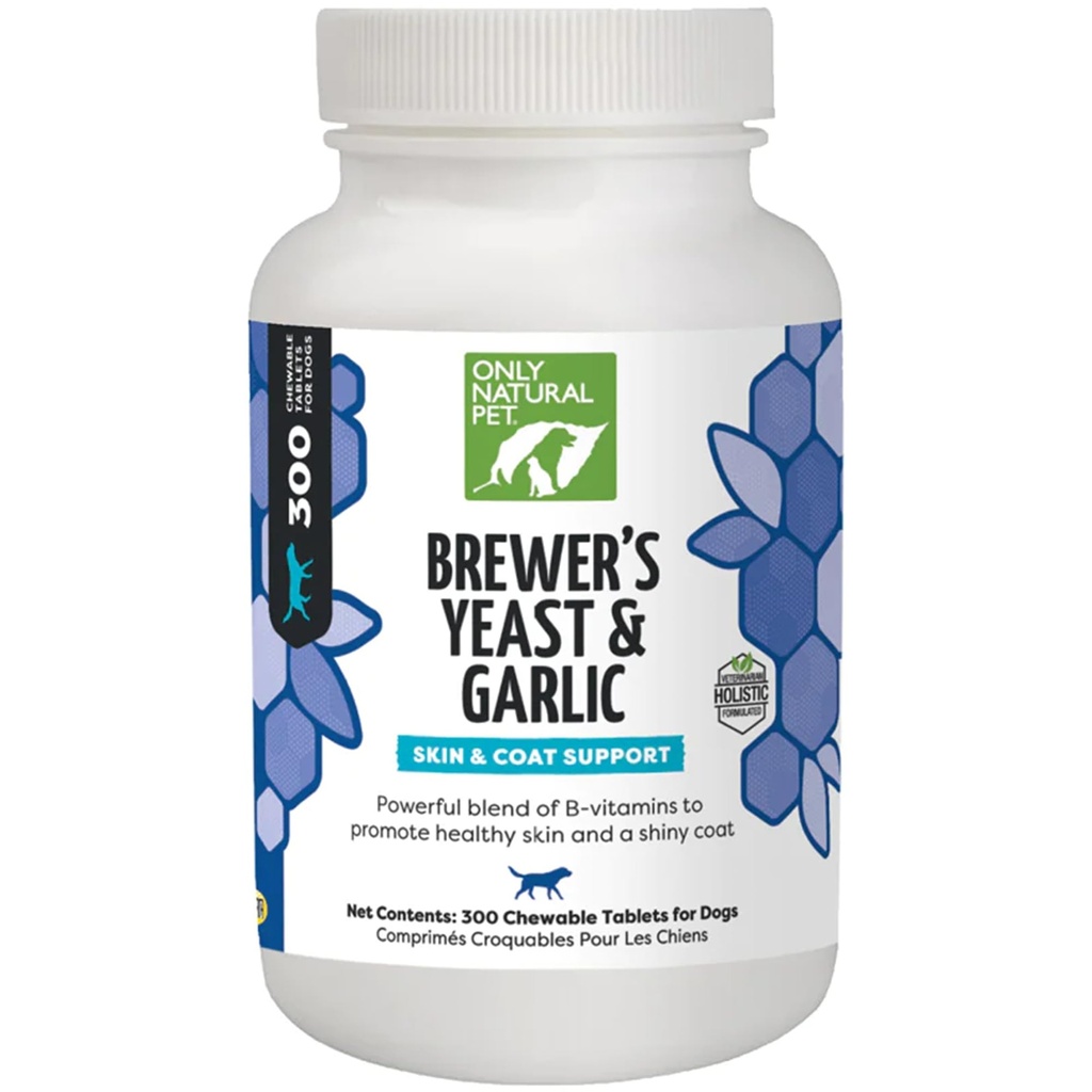 Tikai dabas Pet Alus rauga un ķiploku košļājamās vielas - All-Natural Blusa un ērču profilakse suņiem - Stiprināta ar B Vitamīniem - veicina veselīgu ādu un pārvalkus - 300 Count tabletes