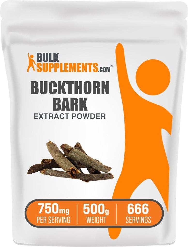 BulkSupplements.com Buckthorn Bark Extract Powder - Buckthorn Bark Powder, Herbal Papildinājums - Vegan & Gluten Free, 750mg per Serving, 500g (1.1 mārciņas) (1. iepakojums)