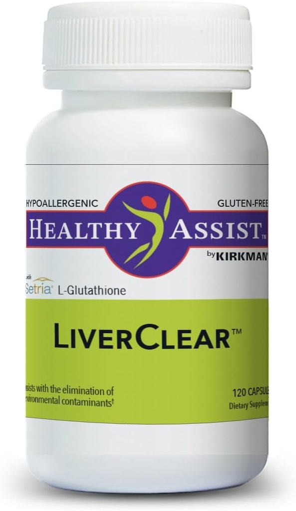 Kirkman LiverClear papildinājums, 120 kapsulas, ķermeņa tīrīšana ar vitamīnu C, E, Selēns, Taurīns, Kurkumīns, Piena dadzis, Glutations, NAC & Kalcijs, lai atbalstītu organisma dabas tīrīšanas ceļi