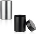 2pcs Pārnēsājams metāla Pill Organizators, Round Daily Pill Box turētājs Pocket Small Pill Case Medicine Organizators Vitamīnu Pudeles Konteineri ceļošanai ārpus telpām Zivju eļļas papildinājumi (Black+Silver)