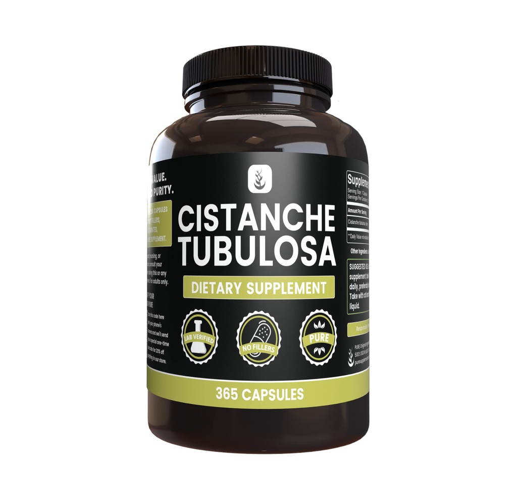 Pure Original Sastāvdaļas Cistanche Tubulosa (365 Kapsulas) Nē Magnija vai rīsu filtrācijas, Vienmēr Pure, Lab Verified