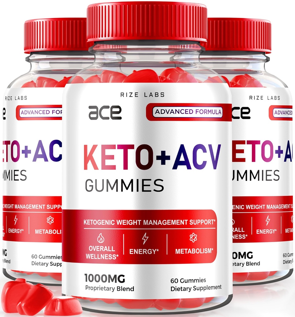 rize laboratorijas - Ace Keto ACV Gumijas, Advanced Svara zudums 1000mg, Apple Sidra Etiķa papildinājums (180 Gumijas)