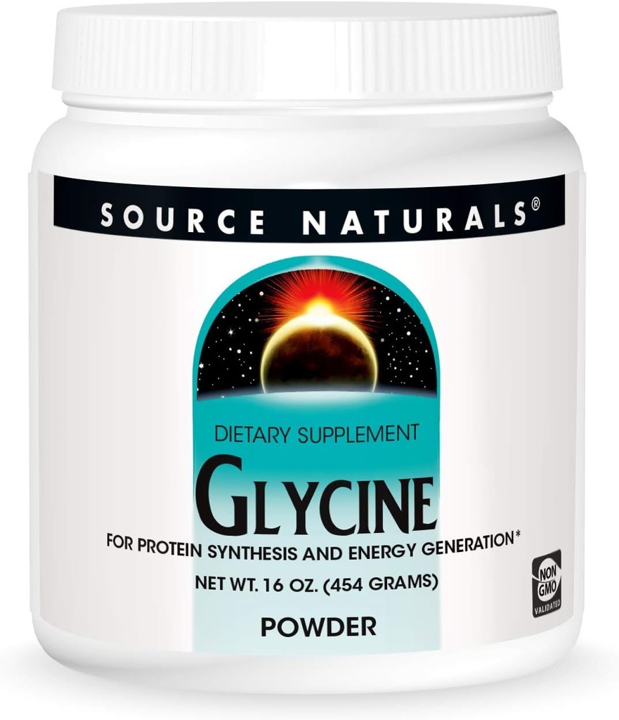 Avots Naturals Glicīns, proteīna sistezēšanai un enerģijas ģenerēšanai*, 454 Grams - 16 oz pulvera
