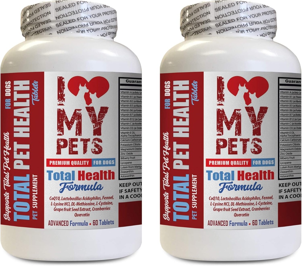 I LOVE MY PETS LLC Suņu imunitāte - Suņu kopējā PET veselība - Premium Formula - Labākais komplekss - Suņu vitamīns a - 2 pudeles (120 Ārstniecības)