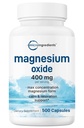 Magnija oksīds 400mg, 500 Kapsulas      - Elementālā forma Max Koncentrācijai - - uztur mierīgu, muskuļu un nervu veselību - ne-ĢMO