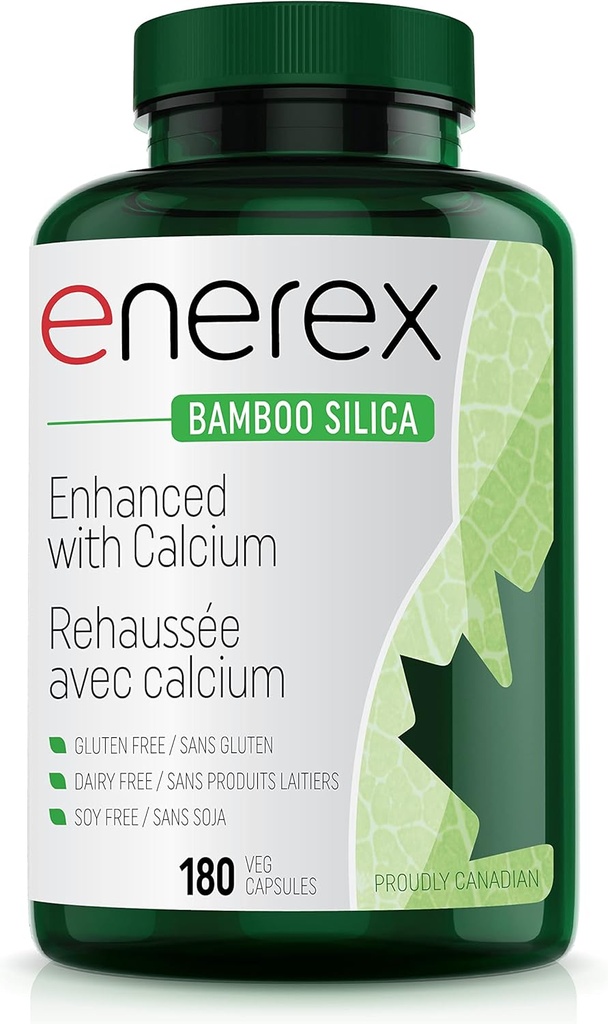 Bamboo Silica ar kalcija citrāts - 180 Veggie Caps kaulu un zobu veselībai, uzlaboti mati, ādas un nagu augšanu - Augu bāzes papildinājums, Bamboo ekstrakts un organiskā silīcija labsajūtai