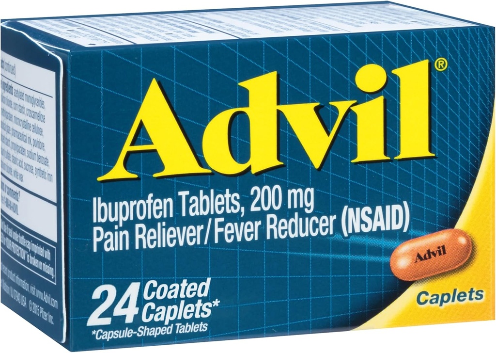 Ibuprofēna apvalkotas Caplets Sāpes Reliver un drudzis Reducer 200 Milligram 24Ct