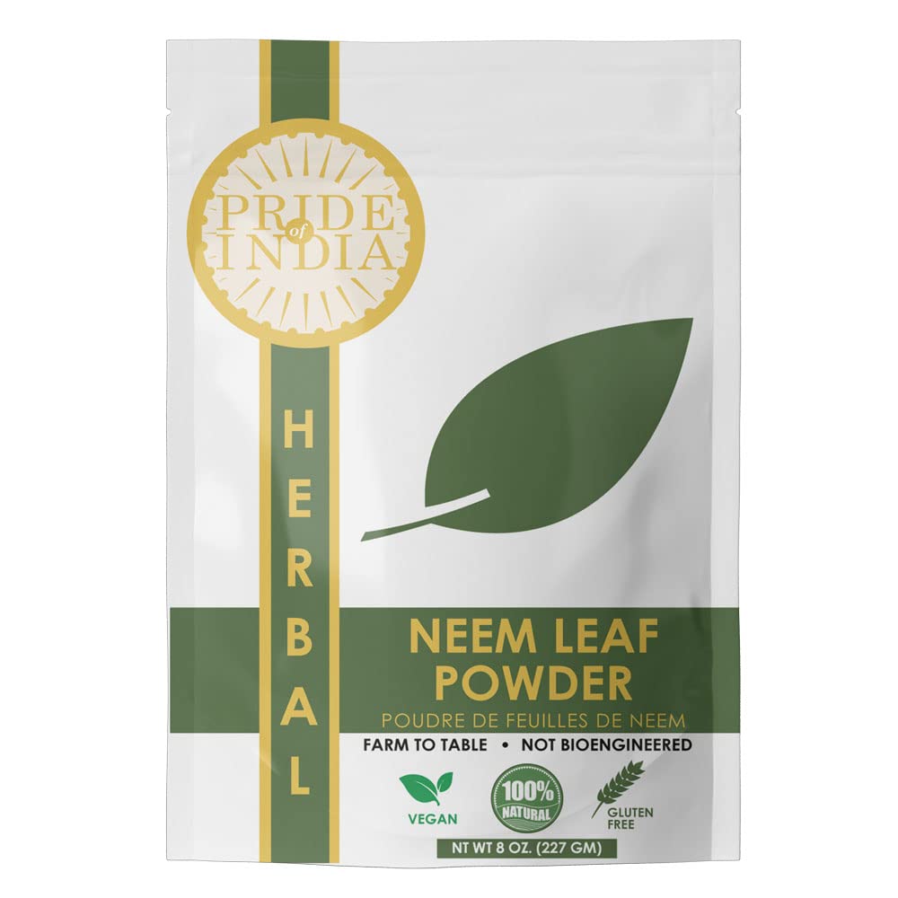 Lepnums par Indiju ; Dabīgs Neem/Margosa Herb Powder 8 oz (227 gm) ; Nutrient-Rich Superfood ; Pievienojiet to Gludināšanas, Sulu & Dips; Bitter, Earthy & Astringent Garša; 100% Dabīgs Vegan, Gluten-free