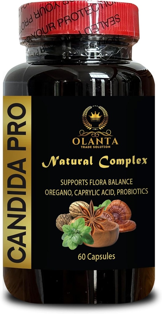 Candida PRO Natural Complex - Gremošanas palīglīdzeklis, reiši Sēņu Papildpiens Kapsulas Organisks, Tārpvuda augs, Dabas Candida tīrīšana - 1 pudele 60 Kapsulas