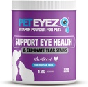 Pet Eyz Vitamīnu pulveris mājdzīvniekiem - atbalsta acu veselību un samazina Tear Stain Buildup - 100% Natural Food Topper suņiem un kaķiem ar Superfoods, Antioksidanti un uzturvielas - Vistas Flavor - 120 Scoops