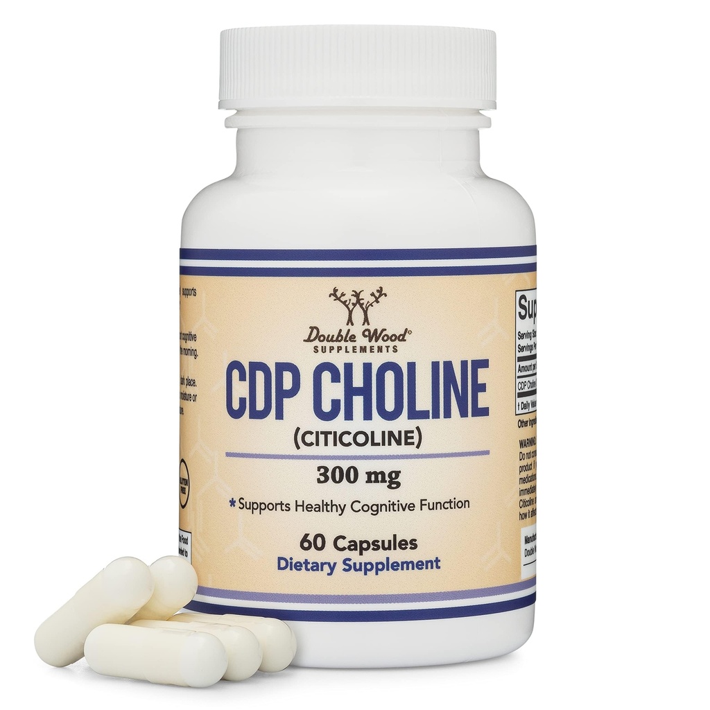 CDP holīna (citolīna) papildinājums, zāļu kategorija, trešās puses pārbaudīts (60 kapsulas 300 mg)
