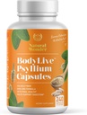 BodyLive Psyllium Husk Fiber kapsulas Non-GMO 725mg, 240 Kapsulas (1450mg/serving, 120 Servings) papildinājums resnās zarnas tīrīšanai, regularitātei, veselīgai Gremošana, prebiotika, Laxative, sirds veselība