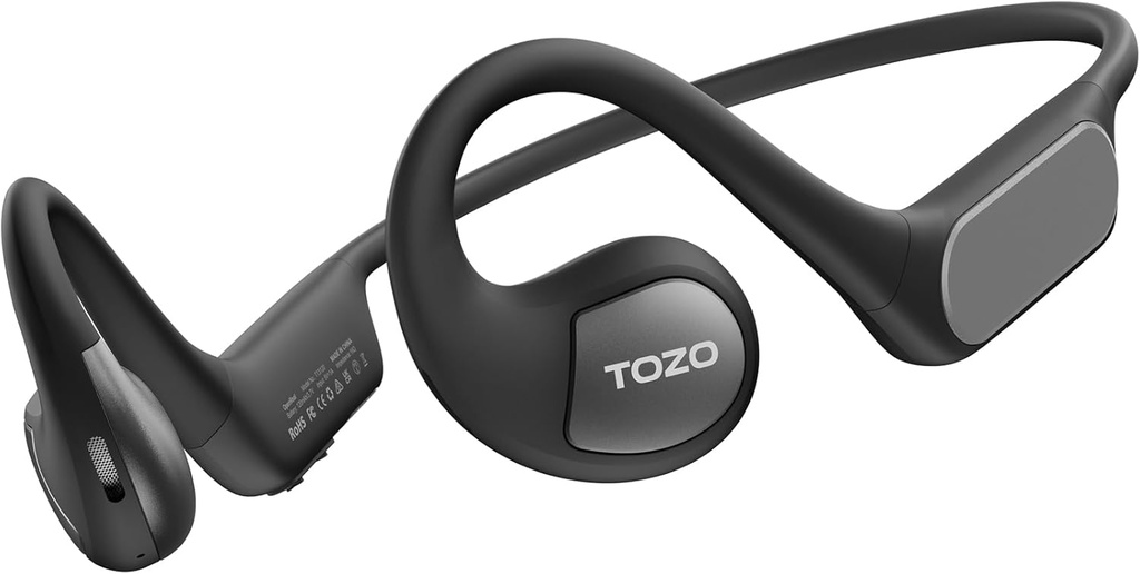 TOZO uzlabotās atvērtās ausu austiņas Bluetooth 5.3 Gaisa vadītspēja Bezvadu austiņas Sporta austiņas ar Premium Sound, 32 EQs via APP, Dual-Mic Call Trokšņu samazināšanas austiņas ar matu joslu riteņbraukšanai