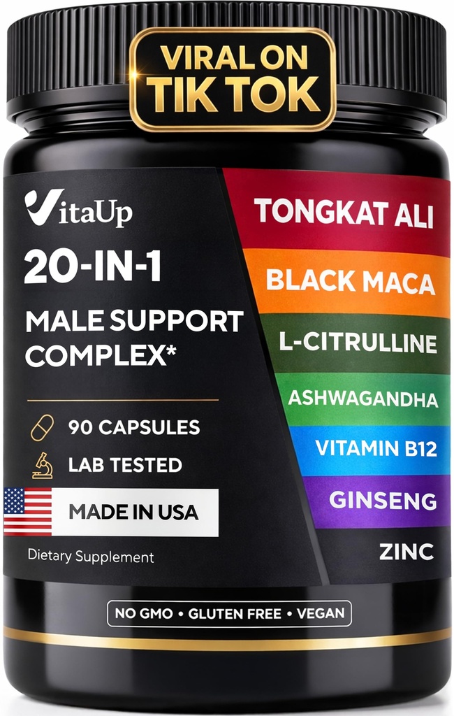 Tongkat Ali vīriešiem 20 in 1 ar Astragalus - ASV Made Mens pielikums komplekss ar Black Maca Root, L-Arginine, Ginseng, Kalcijs, Astragalus normāla stipruma un izturības atbalsts - 90 Caps