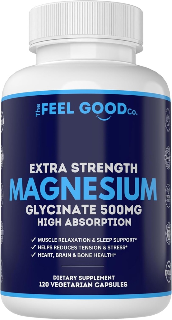 Magnija glicināts 500mg tīras nakts miega, 120 kapsulas, augsta absorbcija - bez GMO, bez lipekļa, vegans, Organisks - papildinājums miegam, sirds veselības nervi, kauli, muskuļi - masīvs 4 mēnešu piegādes