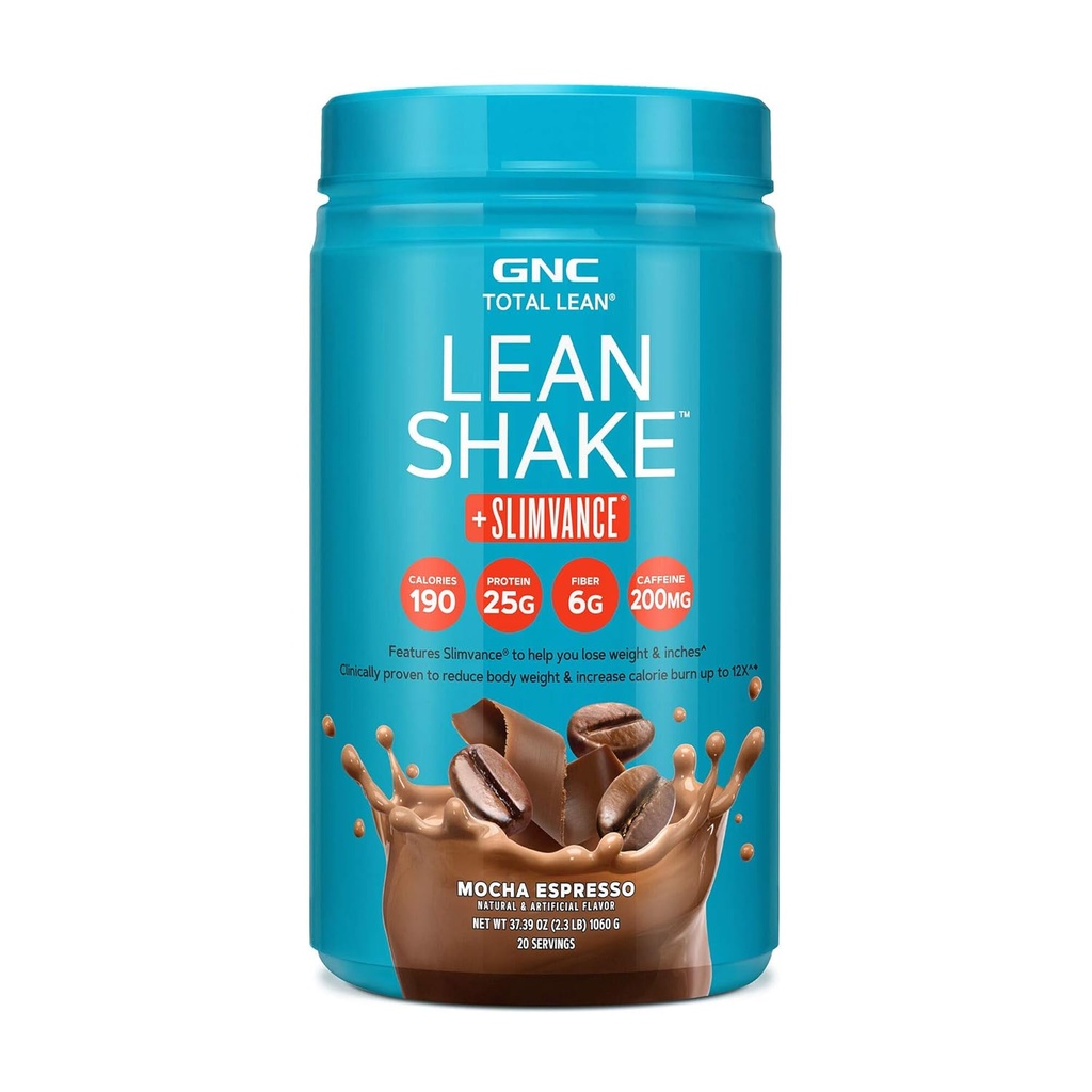 GNC kopējais lean, Lean Shake + niecīgums, svara zudums proteīns Pulveris ar 200mg kofeīna, Mocha Espresso, 20 Kalpojumi
