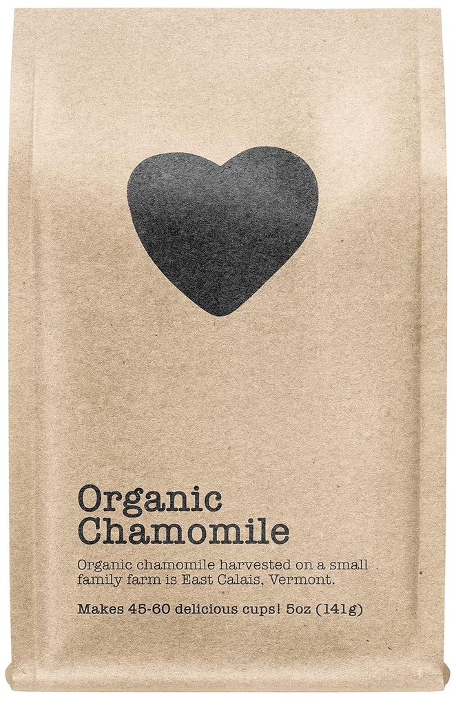 Organic Chamomile, 45-60 Servējumi, Eco-Conscious Zip Pouch, bez kofeīna, Pure Loose Leaf Tea aug Amerikā, 5 Ounce (Medium)