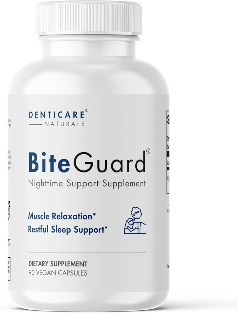 Denticare Bite-Guard Zobu Grinding & Clenching, TMJ Relief, Calms Jaw ar magniju - 90 Caps