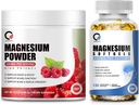 Magnija glicināts 400mg Softgels & 680mg Magnija glicināts komplekss Pulveris mierīgs, nakts un muskuļu atbalsts - Vegāns, ne ĢMO