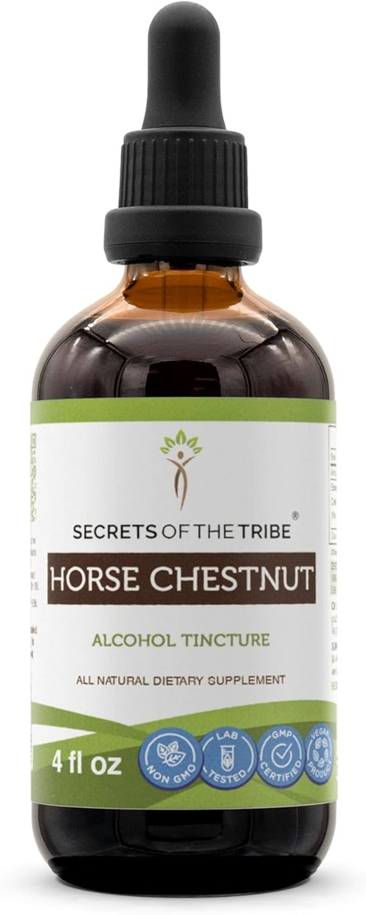 Tribe Zirgu kastaņkoka noslēpumi Alkohola šķidruma ekstrakts, Zirgu kastaņkoka (Aesculus hippocastanum) Kaltētas riekstu pincture papildinājums (4 FL OZ)