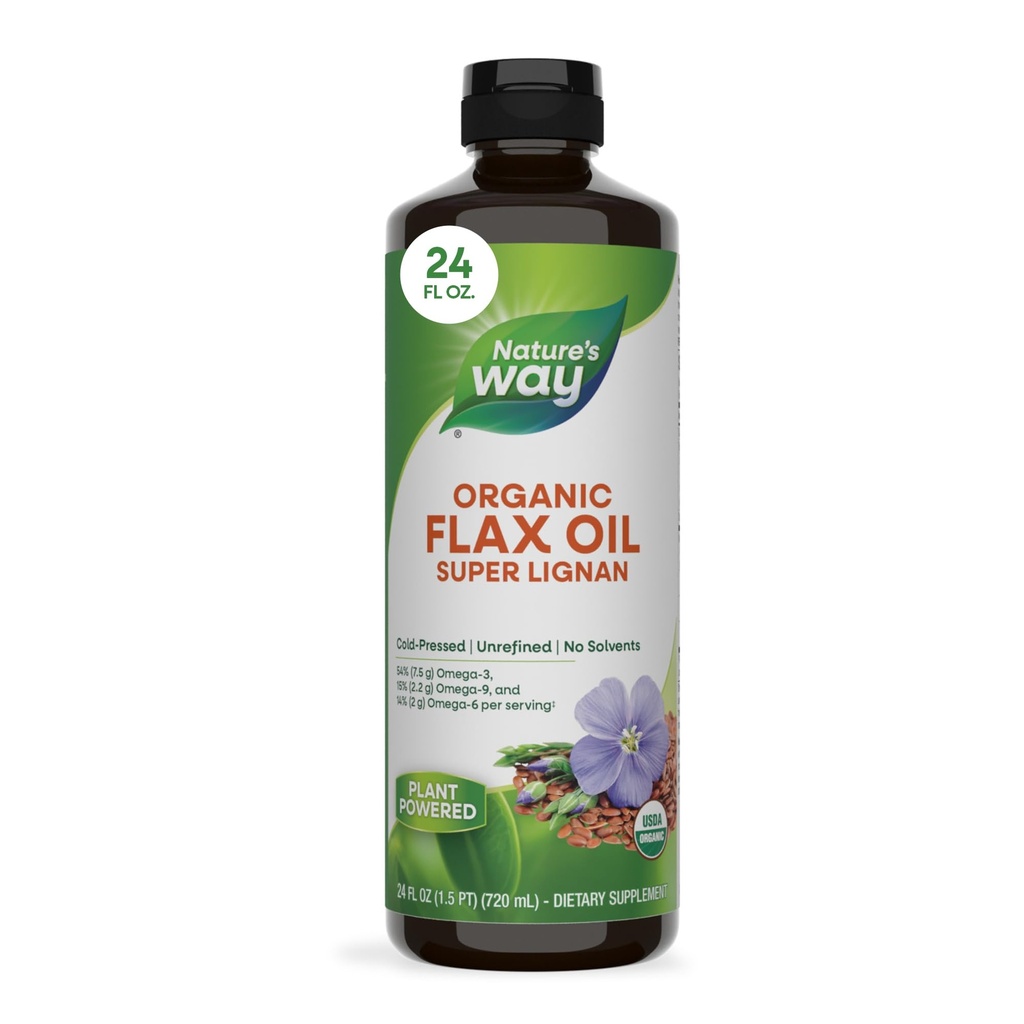 Dabas ceļš Organiskā Linu eļļa Super lignāns, Auksti presēta un nerafinēta, 24 Fl Oz