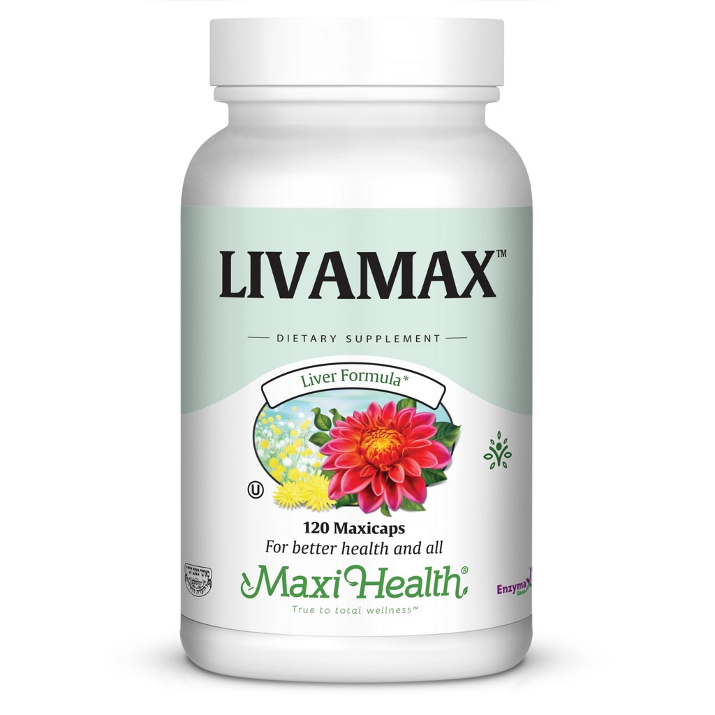 Maxi Health Livamax - aknu formula - ar piena daiviņu un Dandelion Sakni - 120 kapsulas - Kosher