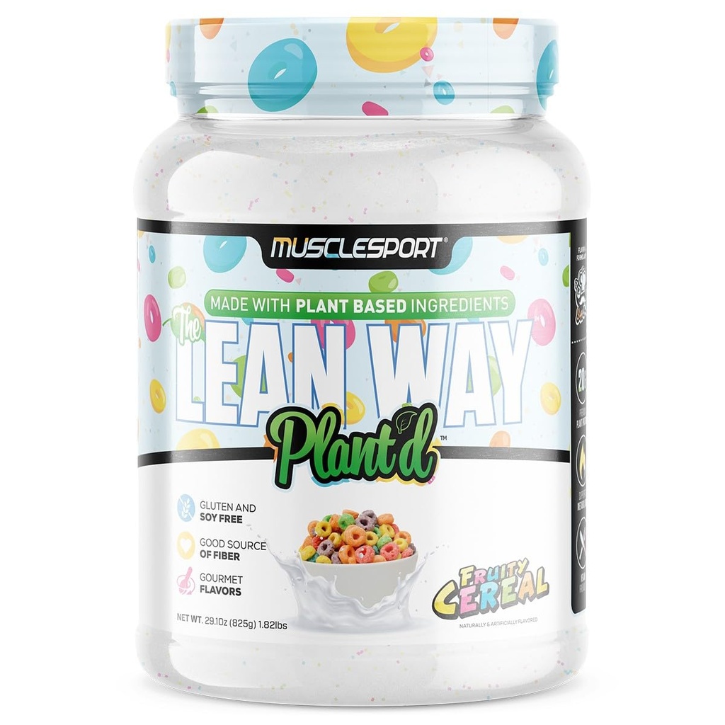 Muskuļisporta Lean Way Plant Protein - pīļu proteīns un Brown Rice Protein Blend, ar pievienoto CLA, MCT un L-karnitīns - 20 Kalpo (Augļu Labība)