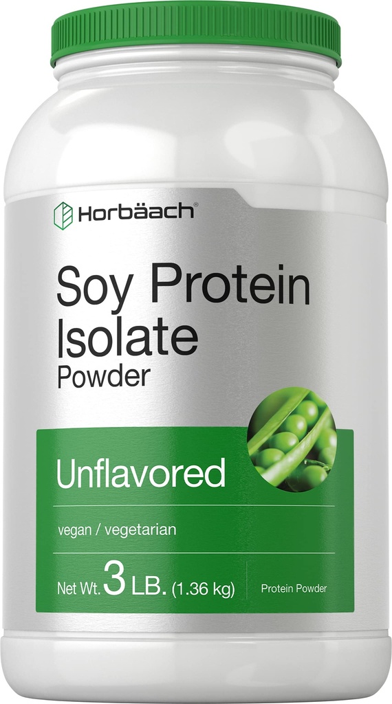 Horbaach Soy Protein Isolāta pulveris - 3 lb - Neuzliesmojošs -- sievietēm un vīriešiem -- Vegetarian, Vegan, Non-GMO, un bez lipekļa