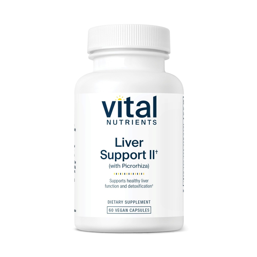 Vitālie barības līdzekļi Aknu atbalsts II ar Picrorhiza, Milk Thistle un Curcumin -Vegāns Papildinājums -- Augu kombinācija, lai atbalstītu veselīgas aknu funkcijas * -- Gluten, Dairy and Soy Free - 60 kapsulas