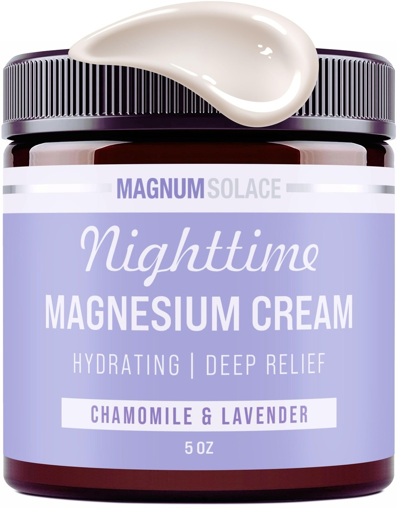 Magnija losjons – Nakts magnija krēms – Uzklāt uz kājām, ieročiem vai krūtīs - Aktuāls magnija hlorīds – ASV Ražots un drošs bērniem (Chamomile Lavander)