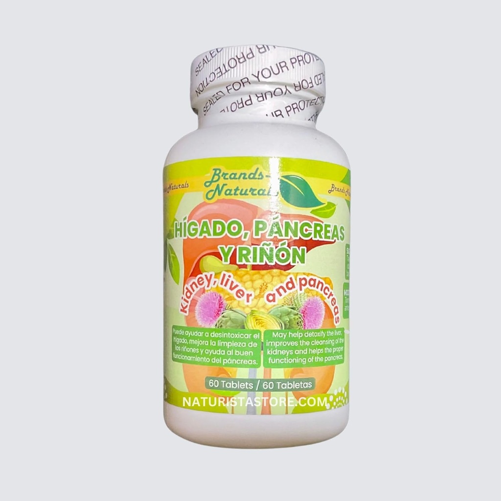 Generic Brands Naturals Nieres Aknas un aizkuņģa dziedzera (Higado Pancreas Y Rinones) 60 Tabs