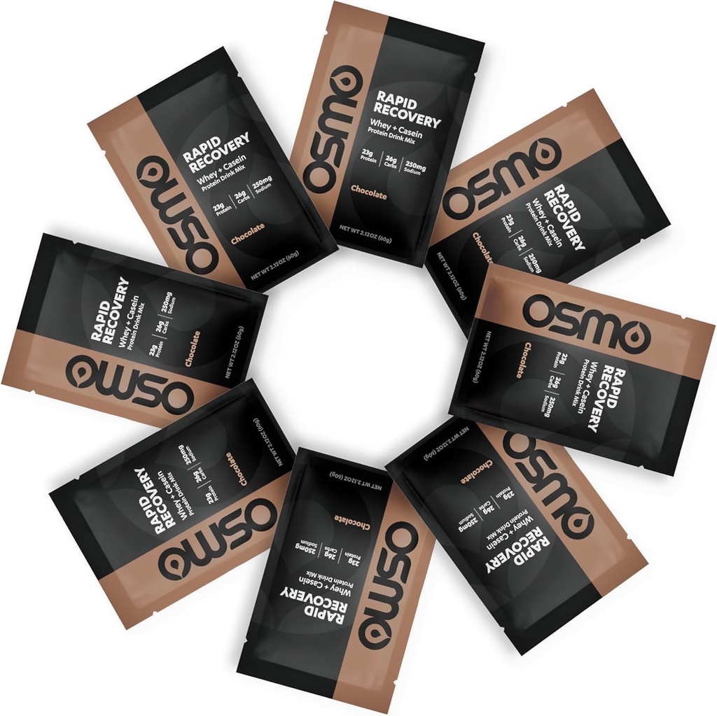 Osmo Rapid Recovery - Sūkalas un Micellar Kazeīna proteīna pulveris Blend ar Ogļhidrātiem un kofeīnu, Visas dabas sastāvdaļas, ļauj muskuļu remonts un palielina Glycogen Restaurācija - Šokolāde, 8 Kalpo