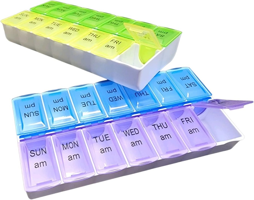 Divas reizes dienā Pill organizētājs - svētdienas caur sestdiena konteineru vitamīnu un tabletes A.M. P.M. (1)