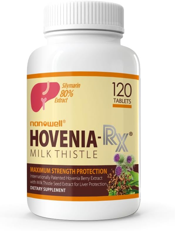 NANOWELL Hovenia-RX Milk Thistle - Aknu atbalsta papildinājums ar 80% Silymarin Milk Thistle Seed Extract - 120 tabletes, 30 dienu piegādes