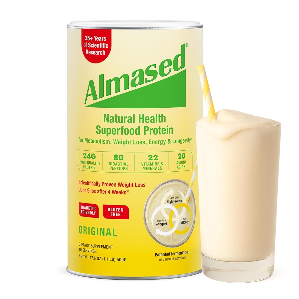 Almased Maltīte Rezerves Shake - zema glicemic High Plant Base Protein Pulveris - Uztura svars Veselības atbalsta papildinājums - Original Flavor - 17,6 oz