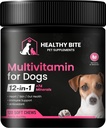 Veselīgs Bite 12 in 1 Multivitamīnu suņiem - ādas un ādas papildinājums, Imūnsupport, Pet Vitamīni, Kalcijs suņiem Ražots ASV - 120 Skaits