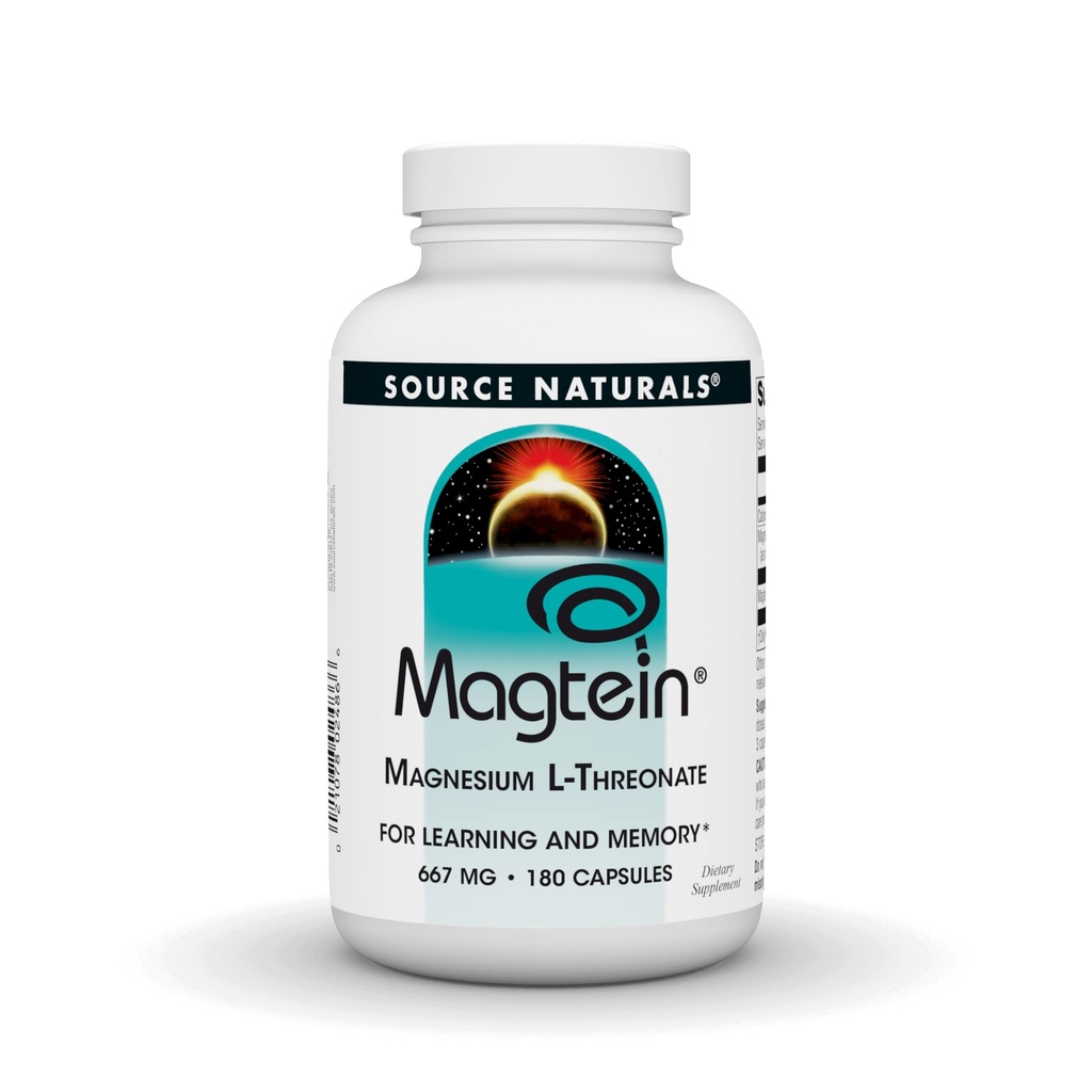 Avots Naturals Magtein Magnija L-treonāts, 667mg, Atbalsta Focus, Mood, Veselīga atmiņa, Kognitīvā funkcija - 180 kapsulas