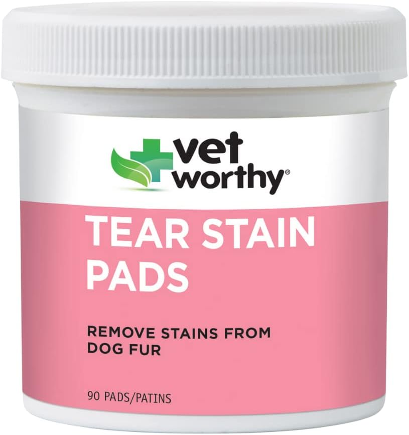 Vet Worthy Tear Stain Pads suņiem - Šķīdums Soaled Pads - Noņemt Stains no suņiem Kažokādu - Maigs un Safe - 90 Pads.