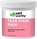 Vet Worthy Tear Stain Pads suņiem - Šķīdums Soaled Pads - Noņemt Stains no suņiem Kažokādu - Maigs un Safe - 90 Pads.